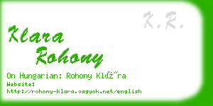 klara rohony business card